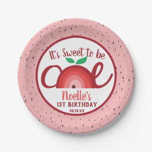 Apple Rainbow, Sweet to be One, 1st Birthday Paper Plate