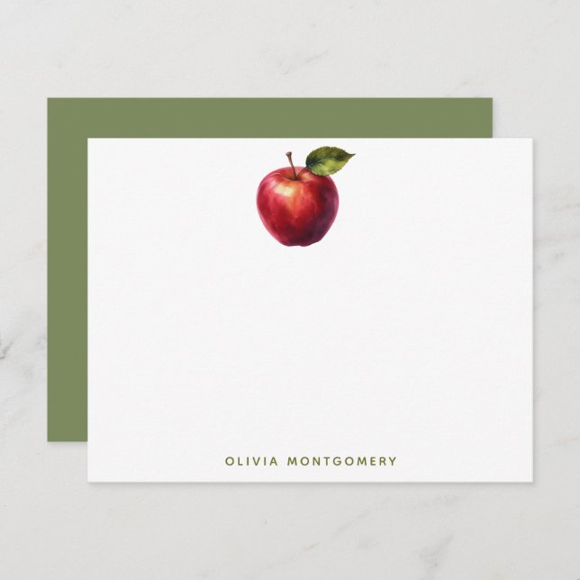 Apple Red and Green Teacher Personal Card (Front/Back)
