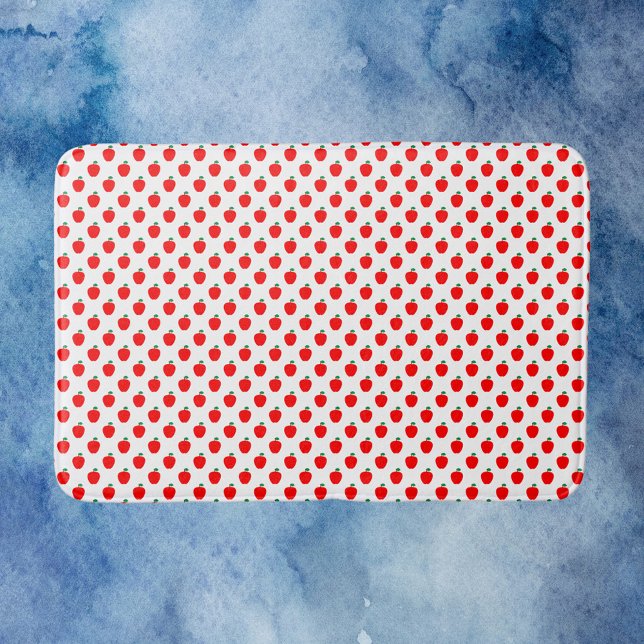 Apple Red Fruit Pattern Bath Mat (A bath mat with a red apple pattern)