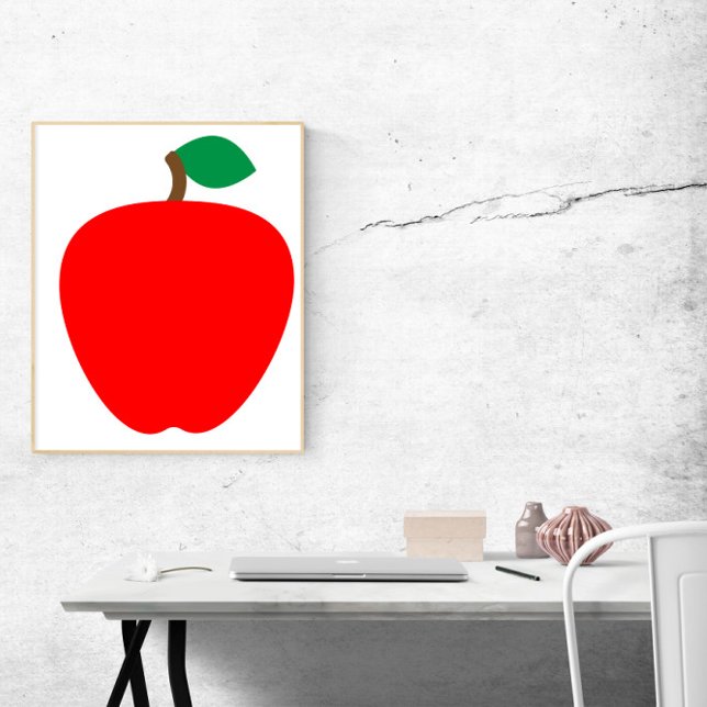 Apple Red Fruit Poster (A poster with a red apple with a green leaf.)