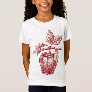 Apple red fruit Retro Vintage drawing - Apple T-Shirt