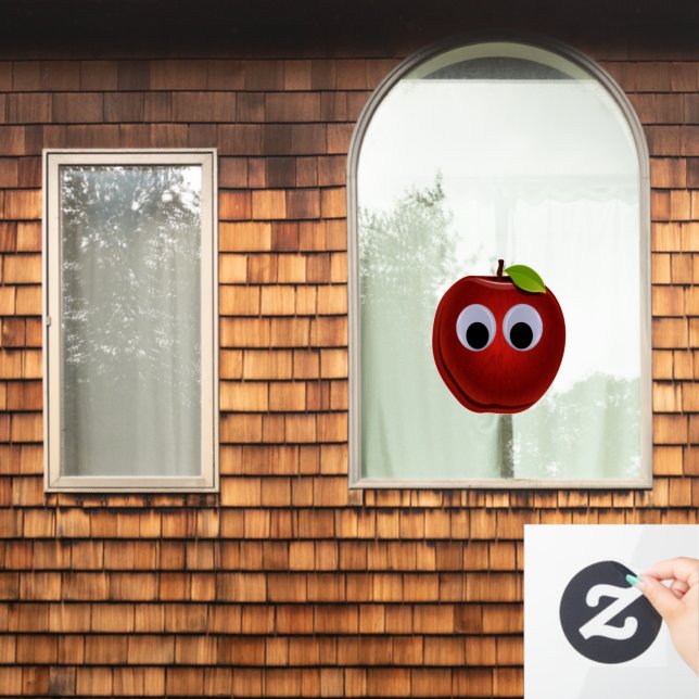 Apple, red fruit with googly eyes - Personalised (Home Window)