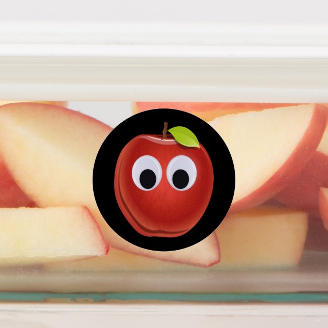 Apple, red fruit with googly eyes - Personalised (Affixed)