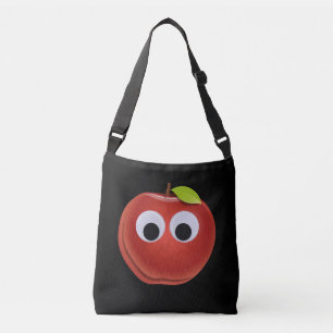 Apple, red fruit with googly eyes - Personalised Crossbody Bag