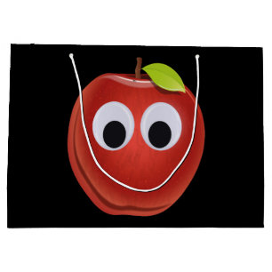 Apple, red fruit with googly eyes - Personalised Large Gift Bag