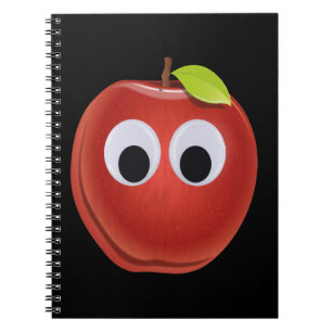 Apple, red fruit with googly eyes - Personalised Notebook