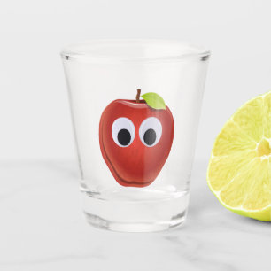 Apple, red fruit with googly eyes - Personalised Shot Glass