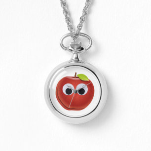 Apple, red fruit with googly eyes - Personalised Watch