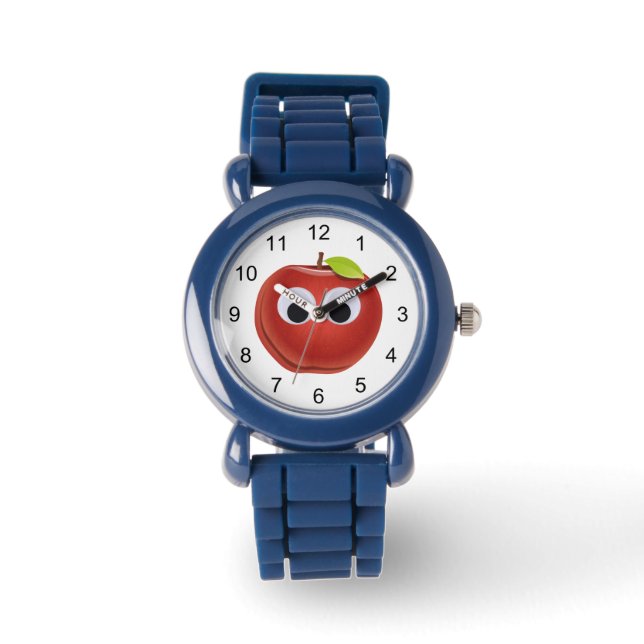 Apple, red fruit with googly eyes - Personalised Watch (Front)