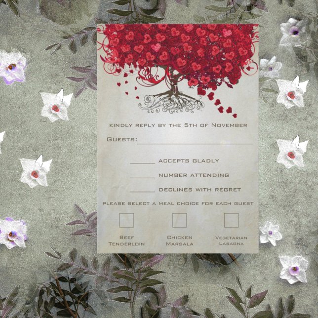 Apple Red Heart Leaf Wedding RSVP (Creator Uploaded)