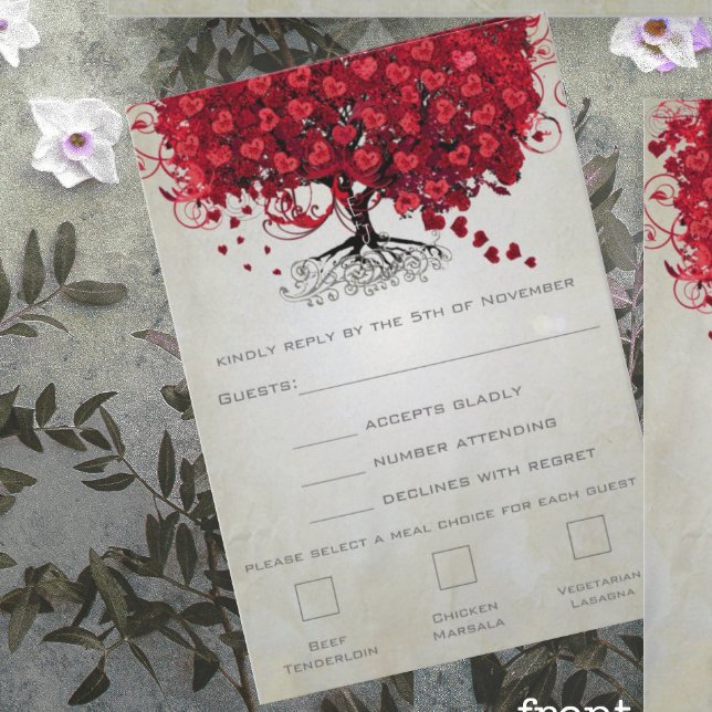 Apple Red Heart Leaf Wedding RSVP (Creator Uploaded)