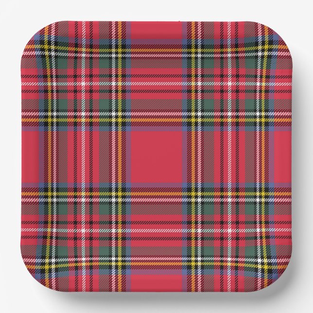 Apple Red Plaid Paper Plates (Front)