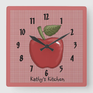 Apple (Red) Square Wall Clock