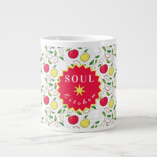 Apple Red Yellow Green Fruit Graphic Art Modern Large Coffee Mug