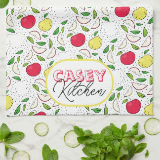 Apple Red Yellow Green Fruit Graphic Art Modern Tea Towel