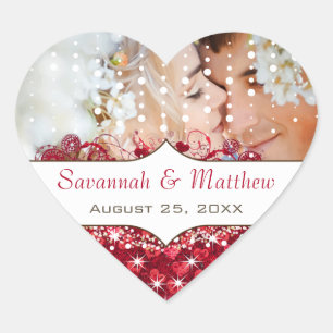 Apple Red Your Photo Romantic Heart Leaf Sticker