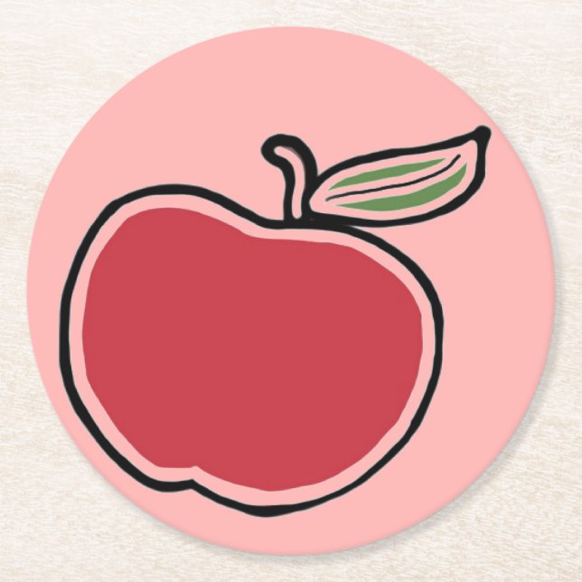Apple Round Paper Coaster (Front)
