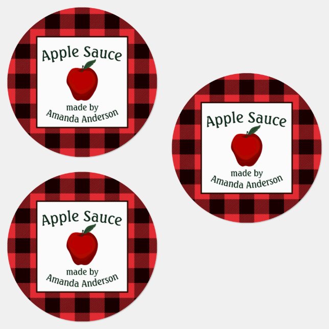 Apple Sauce Canning Preserves Plaid C Food Label (Group)