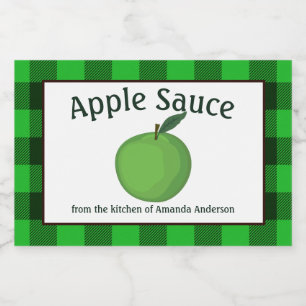 Apple Sauce Canning Preserves Plaid GH Food Label