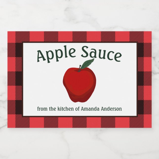 Apple Sauce Canning Preserves Plaid H Food Label (Single Label)