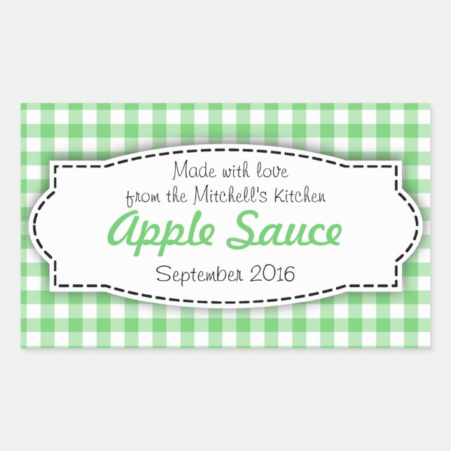 Apple Sauce preserve green food label sticker (Front)