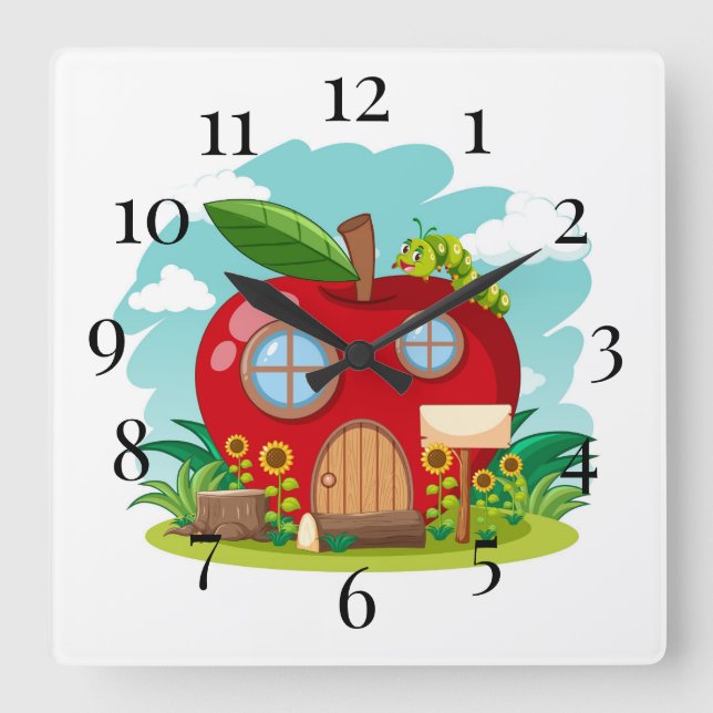 Apple School House Square Wall Clock (Front)
