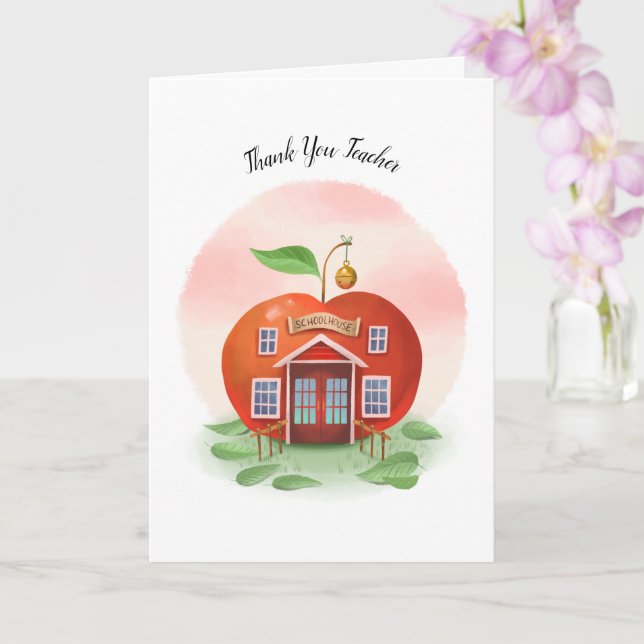 Apple Schoolhouse Teach Appreciation Thank You Card (Orchid)