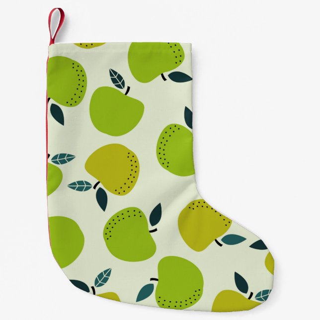Apple seamless pattern. Fruit theme illustration.a Small Christmas Stocking (Front)
