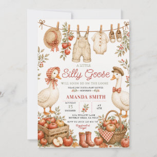 Apple Silly Goose Baby Shower Clothesline Floral Invitation