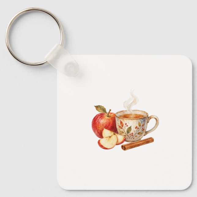 Apple Slices and Tea Cup Key Ring (Front)