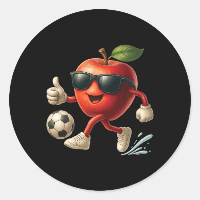 Apple Soccer  Classic Round Sticker (Front)