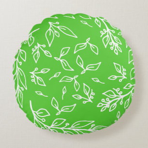 Apple Spring Green Floral Round Cushion