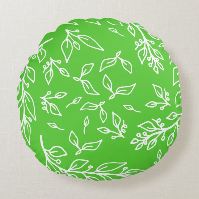 Apple Spring Green Floral Round Cushion (Front)