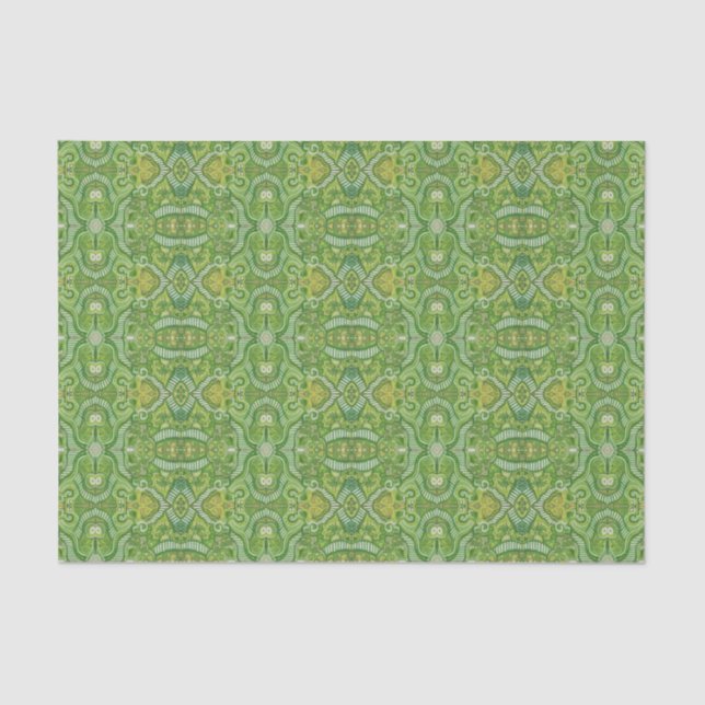 Apple Stripe Bohemian Arabesque Pattern Chartreuse Tissue Paper (Front)