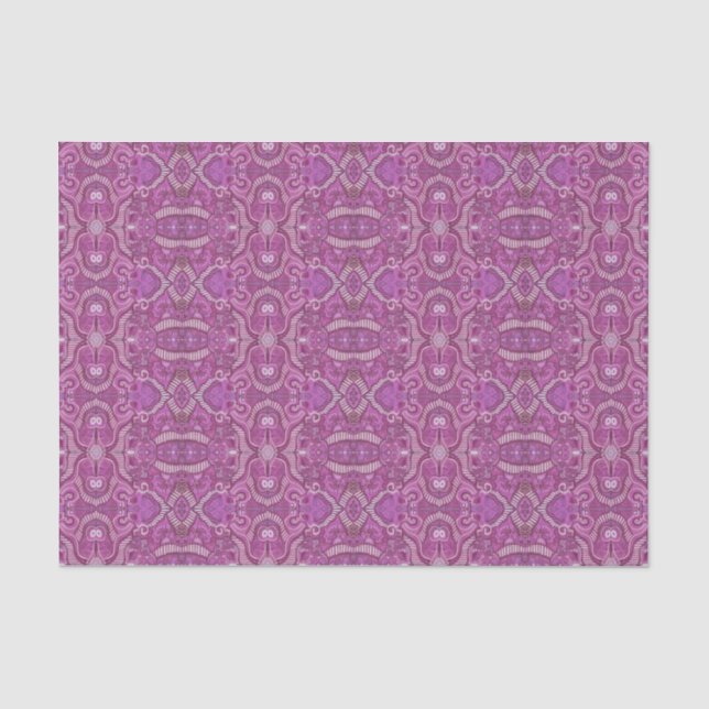 Apple Stripe Bohemian Arabesque Pattern Purple Tissue Paper (Front)