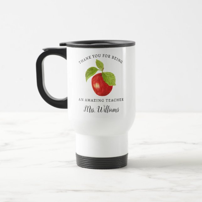 Apple Teacher Appreciation Name Travel Mug Gift (Left)