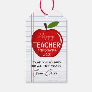 Apple Teacher Appreciation Week Tag,Printable End Gift Tags