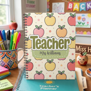 Apple Teacher Back to School Notebook Pattern