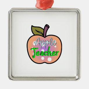 Apple Teacher Metal Tree Decoration