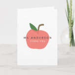 Apple Teacher | Modern Name Thank You Cute Fun Card<br><div class="desc">A simple, stylish, vibrant apple fruit graphic design card in a fun, trendy, scandinavian minimalist style in shades or red pink and green which can be easily personalized with your teachers name by replacing "Mrs Johnson" and a tagline replacing "Best Teacher" to make a truly unique thank you gift for...</div>