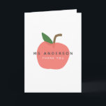 Apple Teacher | Modern Name Thank You Cute Fun Card<br><div class="desc">A simple, stylish, vibrant apple fruit graphic design card in a fun, trendy, scandinavian minimalist style in shades or red pink and green which can be easily personalized with your teachers name by replacing "Mrs Johnson" and a tagline replacing "Best Teacher" to make a truly unique thank you gift for...</div>