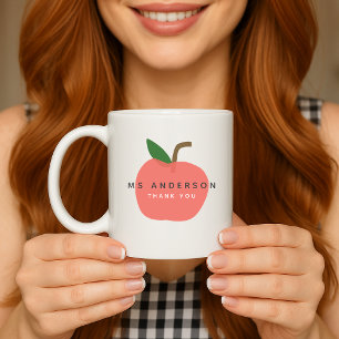 Apple Teacher   Modern Name Thank You Cute Fun Coffee Mug