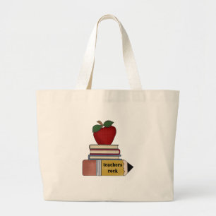 Apple Teachers Rock Tshirts and Gifts Large Tote Bag