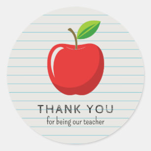 Apple Thank You Back to School Teacher  Classic Round Sticker
