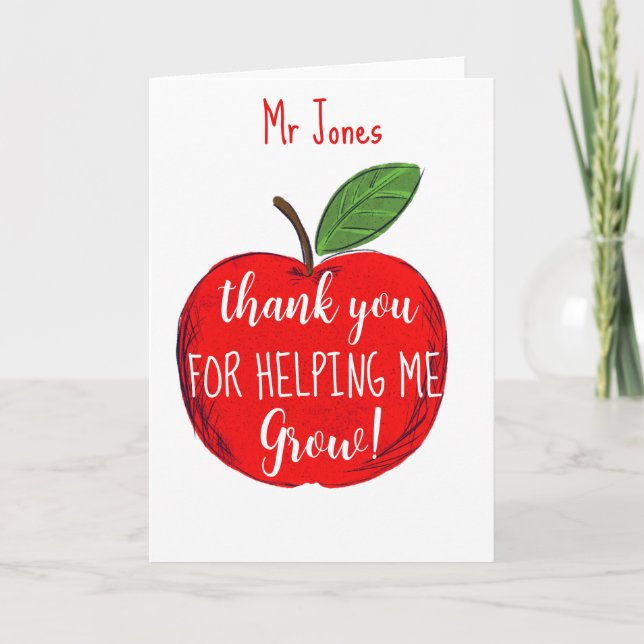 Apple thank you for helping us grow teacher card (Front)