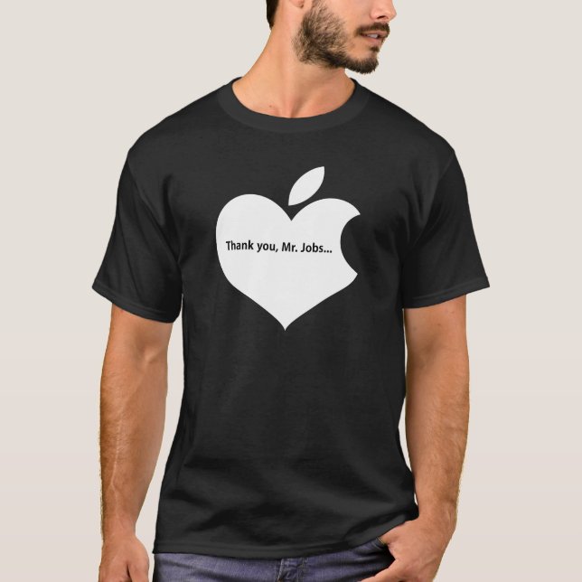 APPLE THANK YOU MR JOBS text onblack T-Shirt (Front)