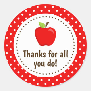 Apple Thank You Teacher Appreciation Red Spots Cla Classic Round Sticker