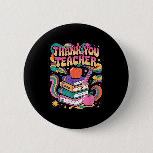 Apple Thank You Teachers Teacher Motivational Appr 6 Cm Round Badge