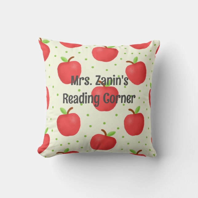 Apple-themed Teacher Appreciation Reading Corner Cushion (Front)