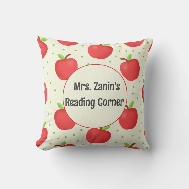 Apple-themed Teacher Appreciation Reading Corner Cushion (Front)